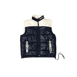 Old Reebok Navy and White Puffer Vest
